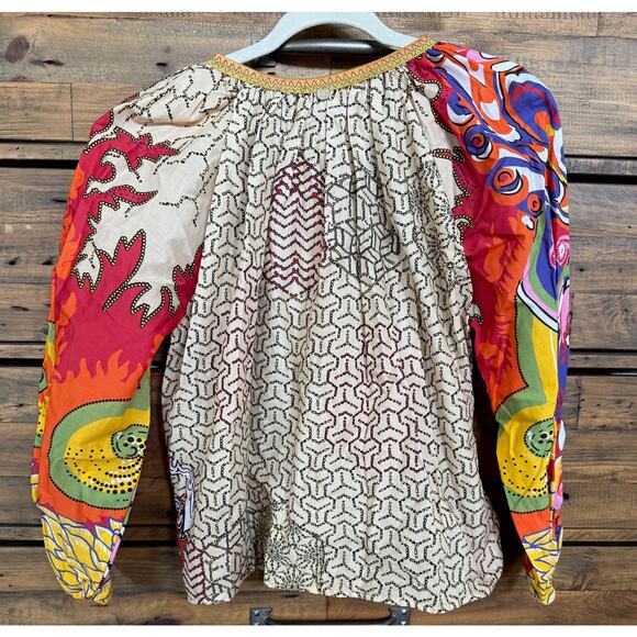 DX COLLECTION Italy Boho Print Blouse/Jacket/Shirt Women's Sz M NEW - Picture 3 of 10